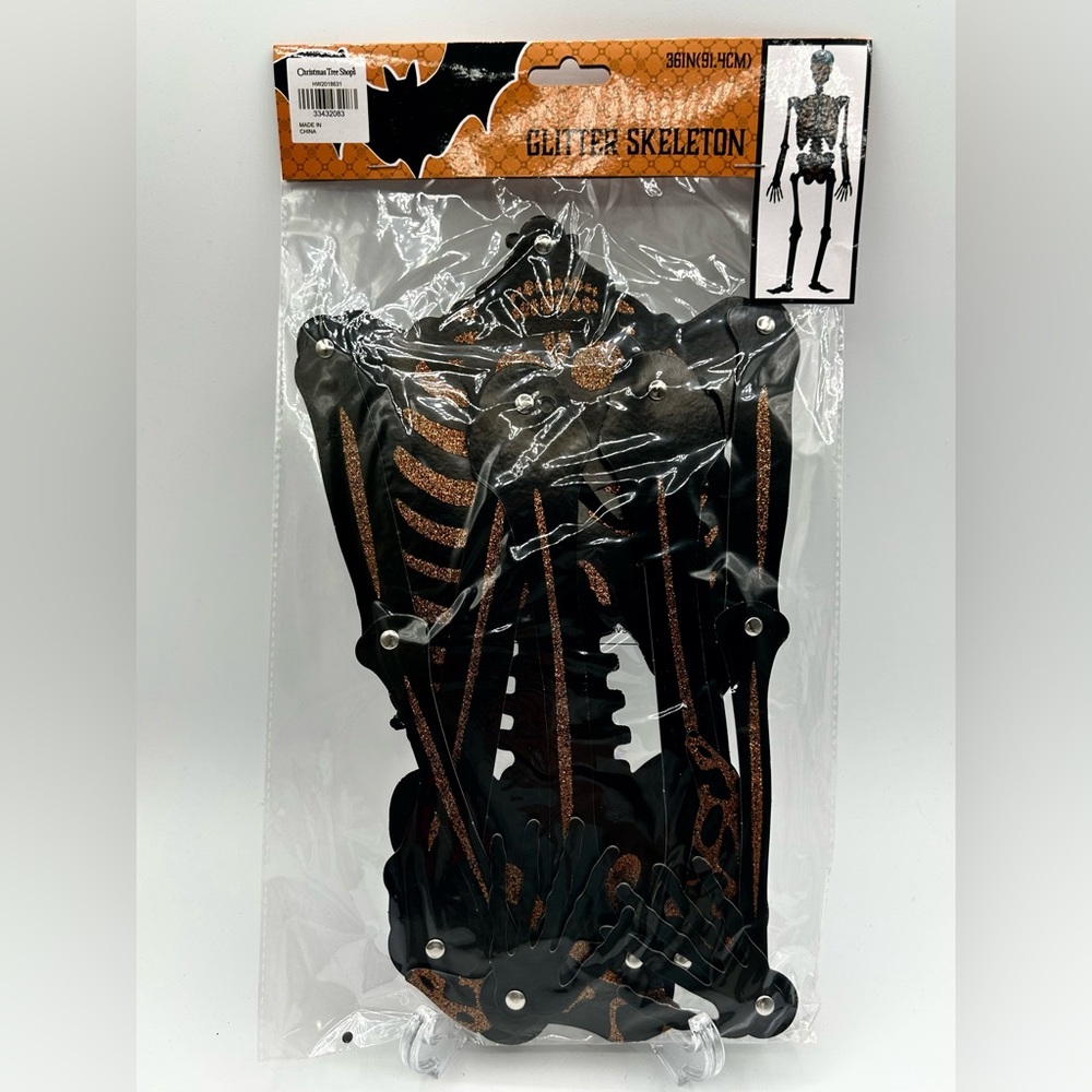 Halloween Skeleton Hanging Door Decoration Posable Arms Legs Black 36” New